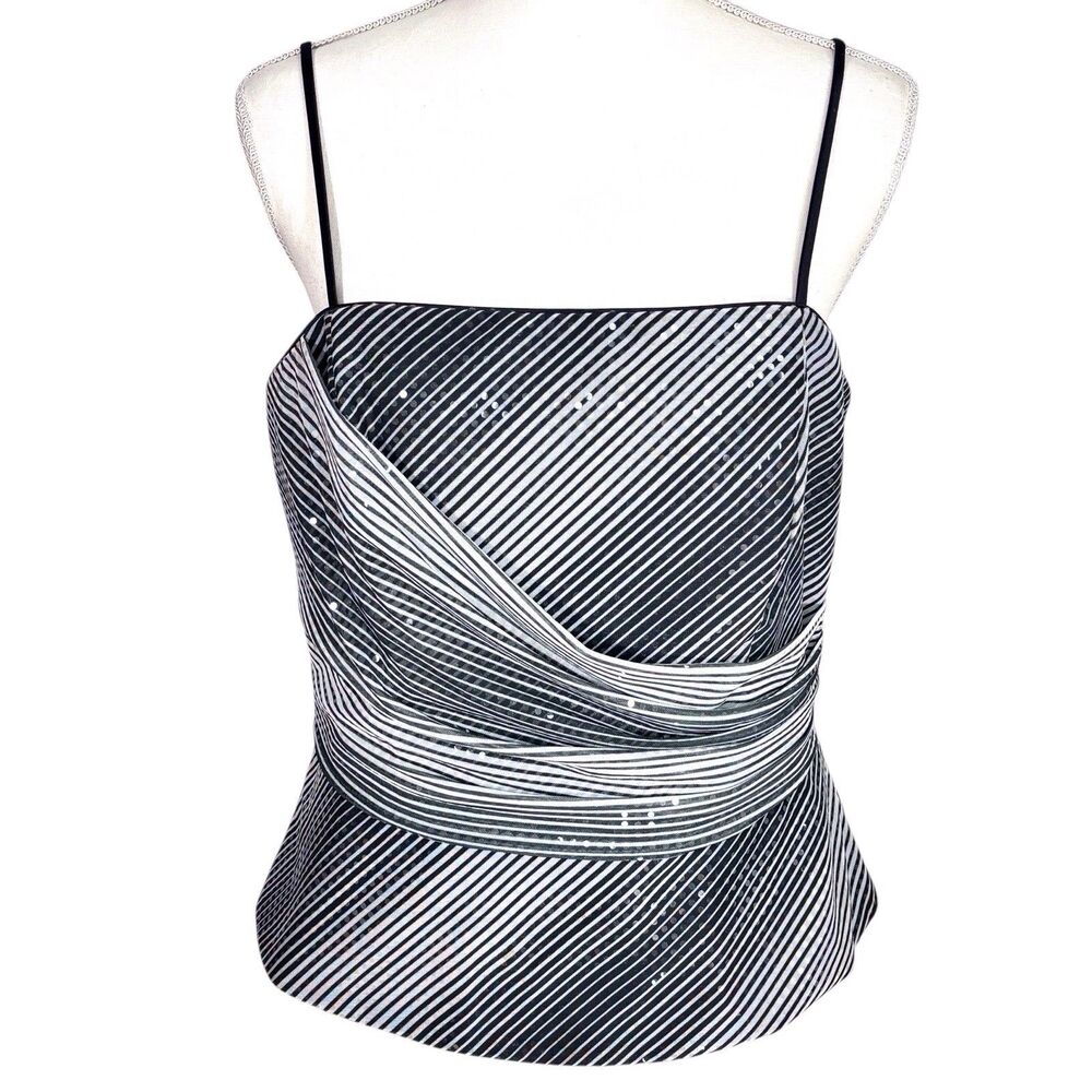 Corset Top Large Striped Sequins Shimmery FLAW Spaghetti Straps Aspeed Y2K